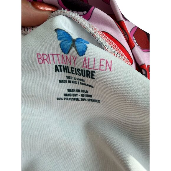 BRITTANY ALLEN Athleisure Project Runway Lipstick Print Workout Tights Leggings - Picture 8 of 8